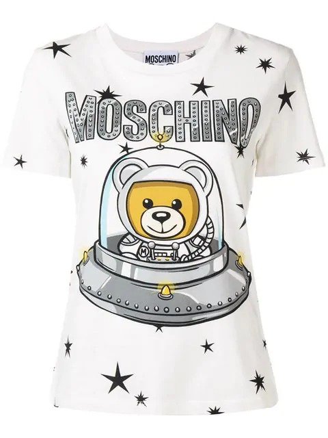 space teddy-print T-shirt