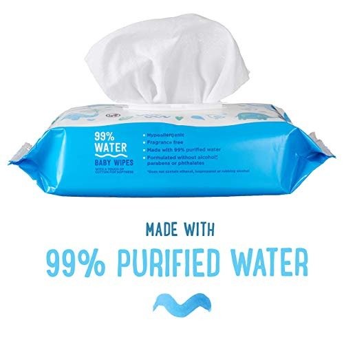 Amazon Brand - Mama Bear 99% Water Baby Wipes, Hypoallergenic, Fragrance Free, 432 Count (6 Packs of 72 Wipes)