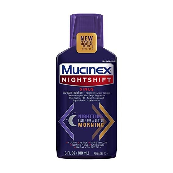 Nightshift Sinus 6 fl. oz. Relieves Fever, Sore Throat, Runny Nose, Sneezing, Nasal Congestion, and Controls Cough
