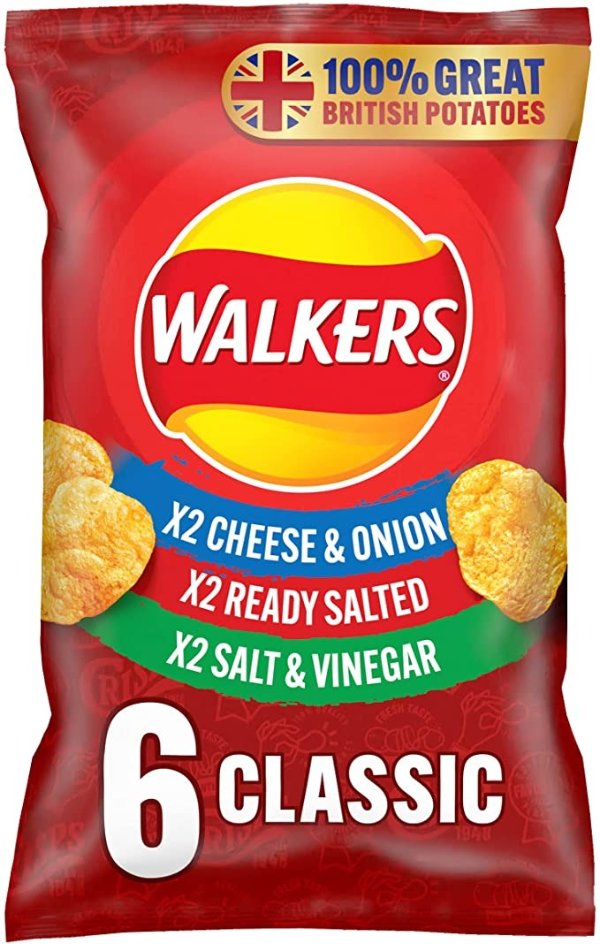 Walkers 经典原味薯片 6 x 25g