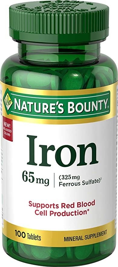 Iron 65 Mg.(325 mg Ferrous Sulfate), 100 Tablets