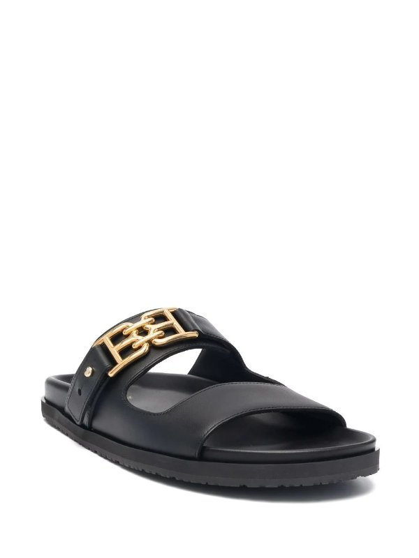 double-strap logo-charm sandals