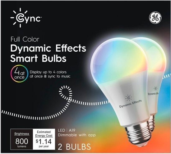 Cync Dynamic Effects A19 Smart LED Bulb (2-Pack) - Full Color