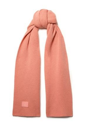 Bansy appliqued ribbed wool scarf