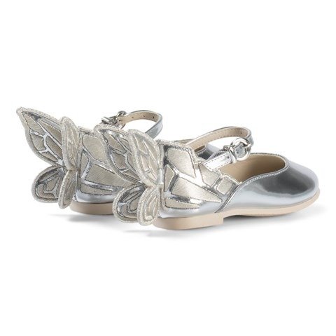 Sophia Webster Mini Silver Embroidered Butterfly Mini Shoes | AlexandAlexa
