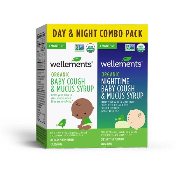 Wellements® Organic Baby Cough & Mucus Syrup Day & Night Combo Pack