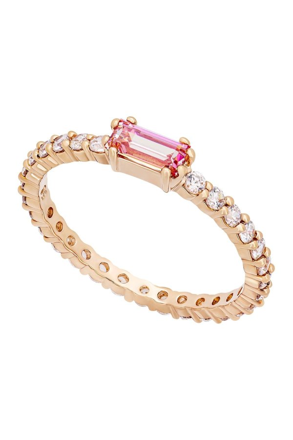 Vittore 18K Rose Gold Plated Pink & Clear Swarovski Crystal Ring - Size 8