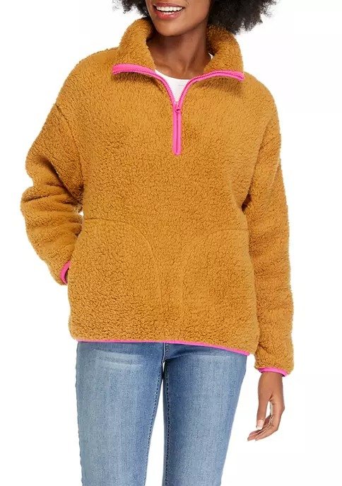 Women's Long Sleeve Half Zip Sherpa Pullover