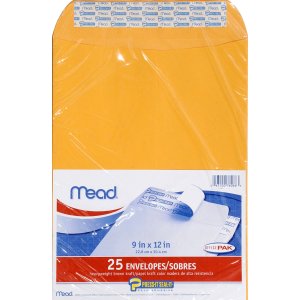Mead Envelopes, Press-It Seal-It, 9 x 12 In, 25 Pack