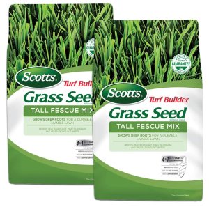 Scotts Turf Builder Grass Seed Tall Fescue Mix Grows Deep Roots for a Durable,Livable Lawn Resistant to Heat,Drought,7lbs.2pk