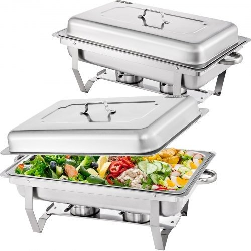 2 Pack Chafing Dish Sets Buffet Catering Food Warmer Party 1/2 Inserts Dishes | VEVOR US