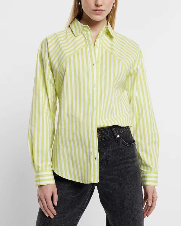 Cotton-Blend Striped Boyfriend Portofino Shirt