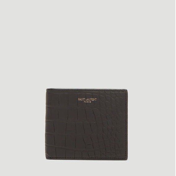 Crocodile Bi-Fold Wallet in Black