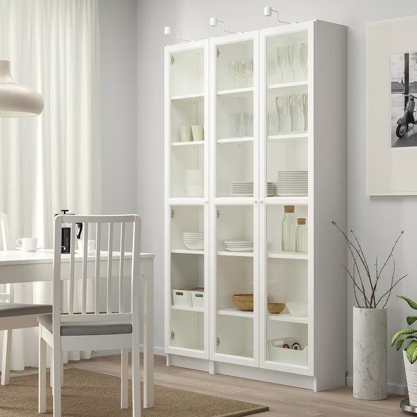 BILLY / OXBERG Bookcase with glass doors, white, 471/4x113/4x791/2" - IKEA