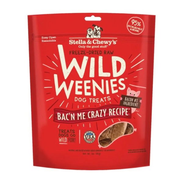 Wild Weenies Bac'n Me Crazy Recipe Freeze-Dried Raw Dog Treats, 3-oz bag - Chewy.com