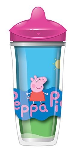 Sipsters Stage 3 Peppa Pig Spill-Proof, Leak-Proof, Break-Proof Insulated Toddler Spout Cups for Girls - 9 Ounce - 2 Count