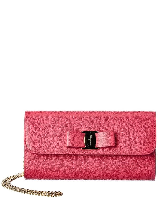 Vara Bow Leather Continental Wallet On Chain