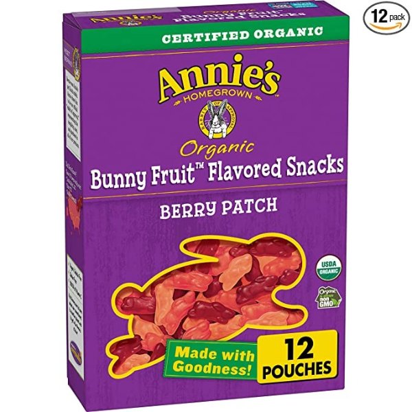 Annie's Organic Berry Patch Bunny Fruit Flavored Snacks, Gluten Free, 12 Pouches, 9.6 oz
