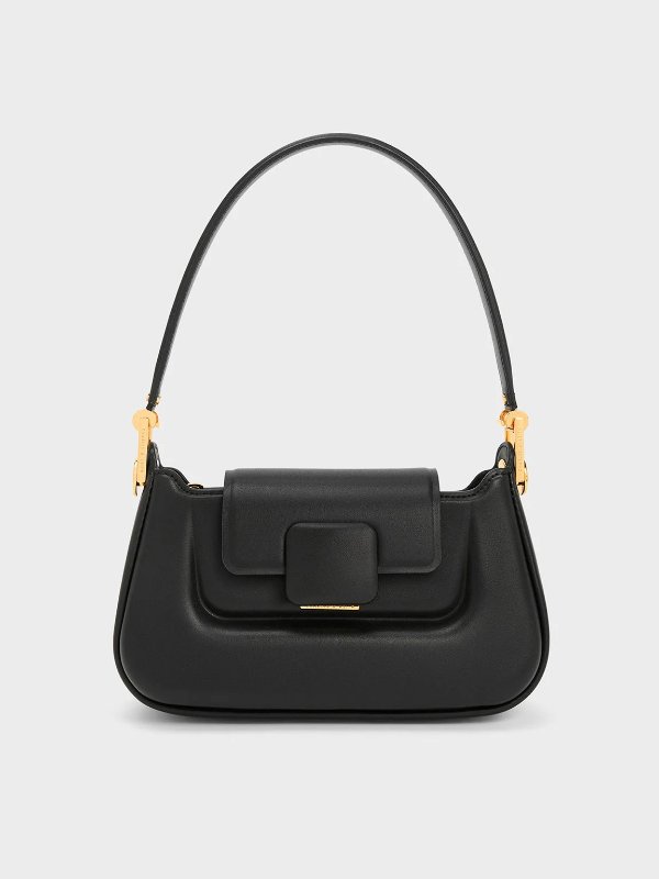 Koa Push-Lock Top Handle Bag - Black