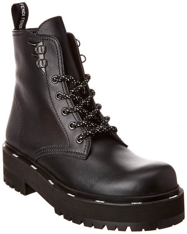 Lace-Up Leather Combat Boot