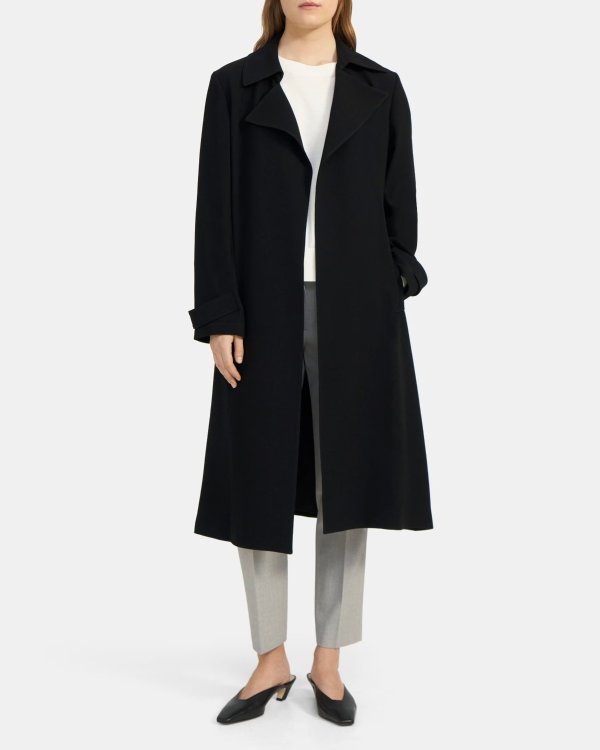 Crepe Relaxed Trench Coat | Theory Outlet