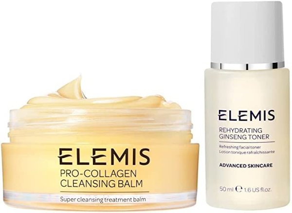 ELEMIS Cleanse & Glow Duo,2 件套清洁和调理,保持皮肤平衡,保湿和保护,礼品套装包括:净化专业胶原蛋白洁面膏,补水人参爽肤水,亚马逊*