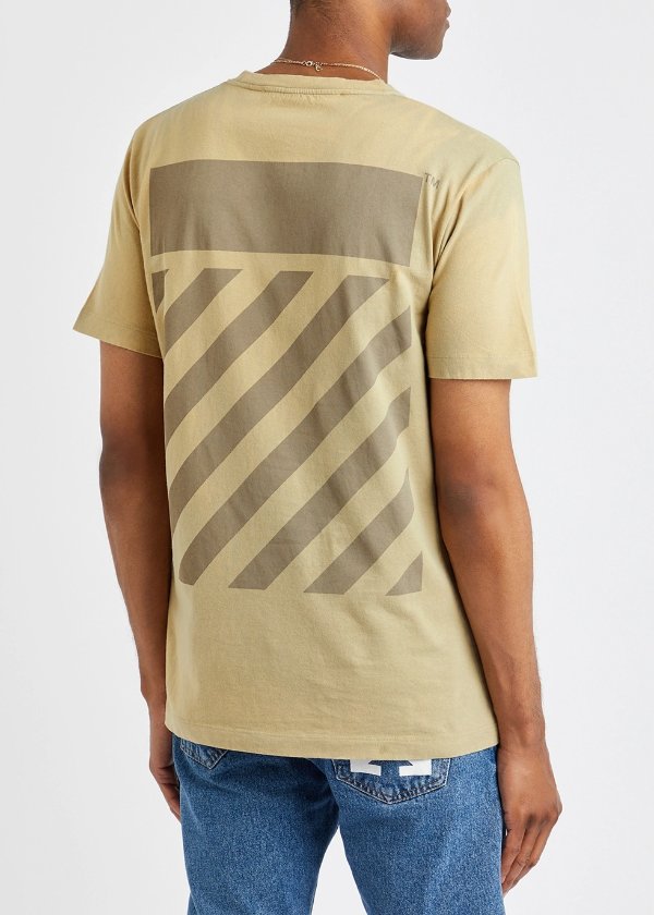 Diag Tab sand logo cotton T-shirt