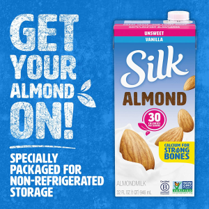 Silk Almond Milk, Unsweetened Vanilla, 32oz (Pack of 6)