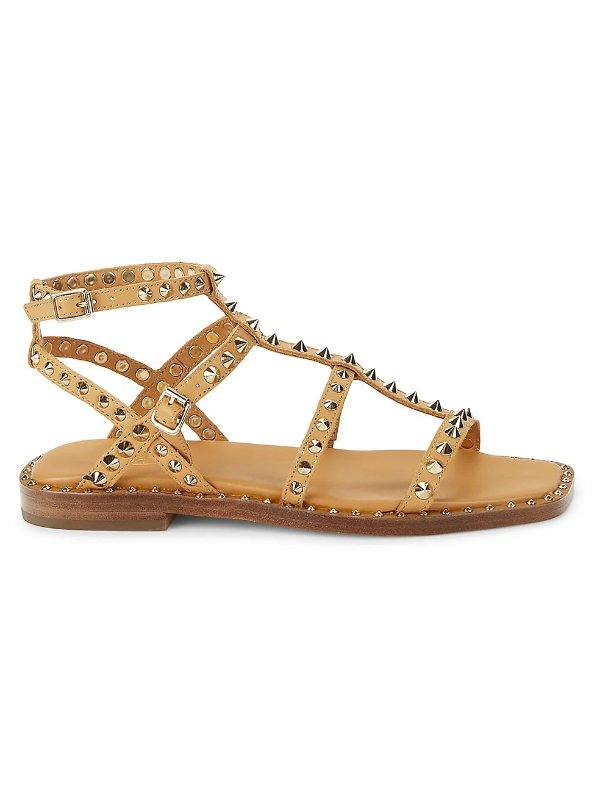 Studded Leather Flat Sandals