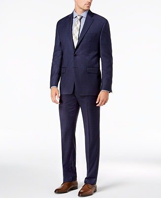 Men's Classic-Fit UltraFlex Stretch Blue Check Suit Separates Men's Classic-Fit UltraFlex Stretch Blue Check Suit Jacket Men's Classic-Fit UltraFlex Stretch Blue Check Suit Pants