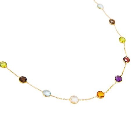 13 CT. T.W. Multi Gemstone Necklace in 14 Karat Yellow Gold - Sam's Club