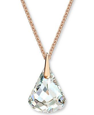 Crystal Pendant Necklace, 14-7/8" + 2" extender