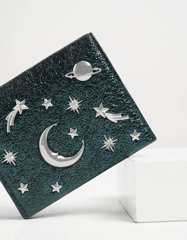 Green Galaxy Embellished Metallic Cardholder | CHARLES & KEITH US