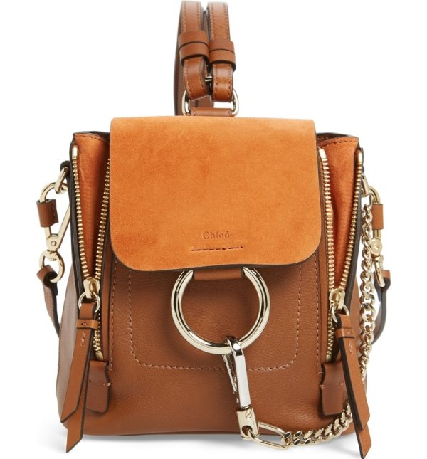 Mini Faye Leather & Suede Backpack