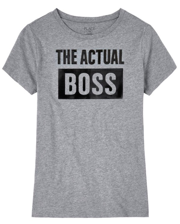 Womens Matching Family Short Sleeve 'The Actual Boss' Graphic Tee