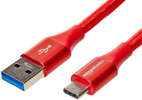 Double Braided Nylon USB Type-C to Type-A 3.1 Gen 2 Charger Cable | 3 feet, Red