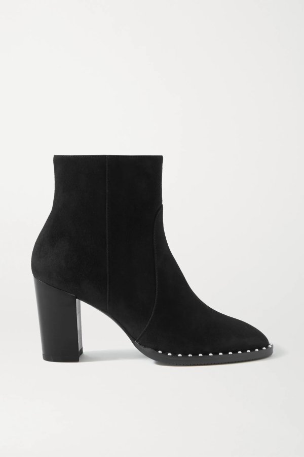 Kailee faux pearl-embellished suede ankle boots
