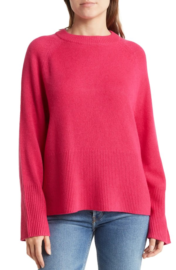 Krystal Crewneck Raglan Cashmere Sweater