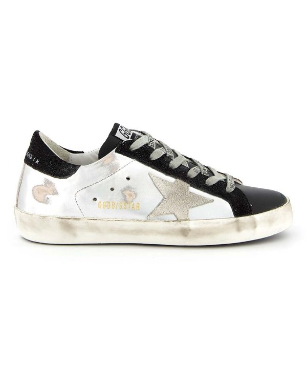 Silver & Black Ice Super-Star Laminated Leather Sneaker - Women