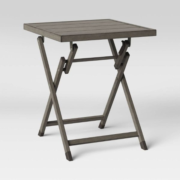 Weathered Teak Folding Patio Accent Table 
