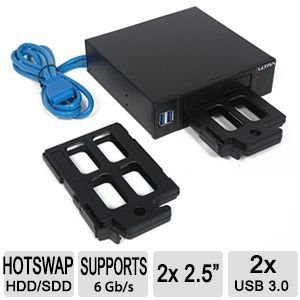 ULTRA Internal Hot Swap HDD/SSD Dock - SATA & 19 Pin USB Internal Interface, 2 x USB 3.0 Ports, 2 x 2.5" SATA, Fits in 5.25" Drive Bay, Up To 6 Gb/s Transfer Rate 
