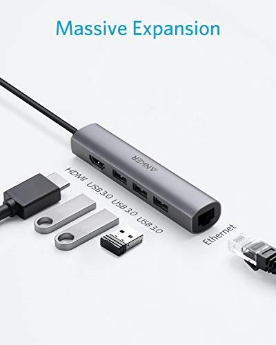 Anker 5-in-1 USB C hub 4K HDMI+USB3.0+LAN