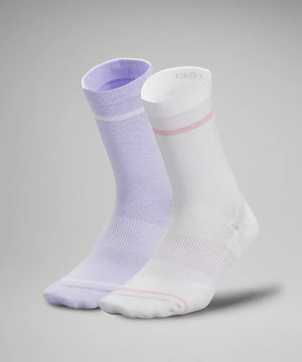 高筒袜 2双 紫色+白色