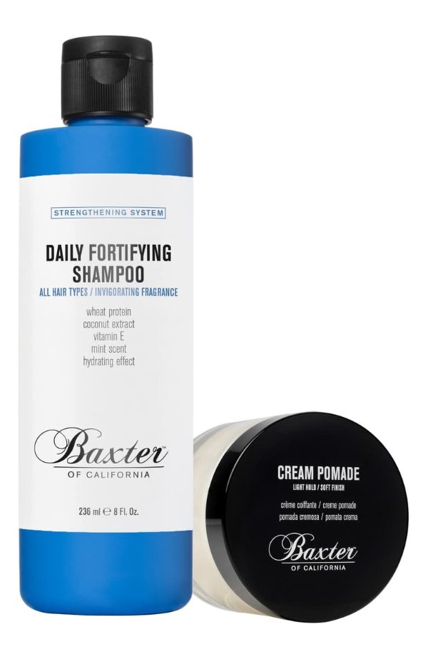 Cream Pomade & Daily Fortifying Shampoo Set