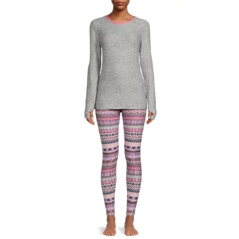 ClimateRight by Cuddl Duds Women's and Women's Plus Size Jersey Thermal Top  and Leggings, 2-Piece