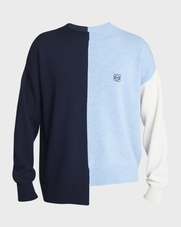 Men's Asymmetric Colorblock Sweater