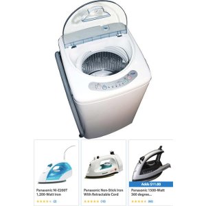 Haier 1.0 Cubic Foot Portable Washing Machine w/ Your Choice of Iron or Garment Steamer