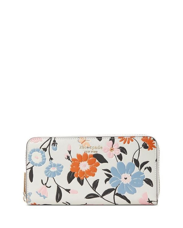 Floral Leather Continental Wallet