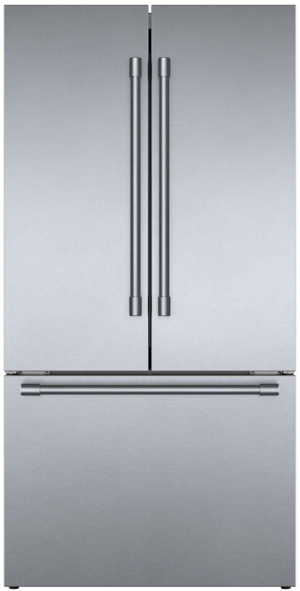 Bosch B36CT81SNS 36 Inch Smart Counter Depth French Door Refrigerator with Wi-Fi, Ice Maker, Touch Control Panel, Recessed LED Light, VitaFreshPro™, Dual Evaporators, MultiAirFlow™, Energy Star Certified, Humidity-Controlled Drawers, Amazon Alexa, Google Nest, IFTTT, Home Connect, Remote Control, Remote Monitoring, Remote Diagnostics, 21 cu. ft. Capacity and ENERGY STAR® certified: Stainless Steel PRO Handle
