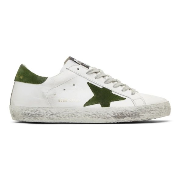 - White & Green Superstar Sneakers
